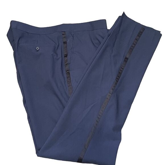 Nordstrom Rack Mens Trim Fit Navy Blue Tuxedo Dress Pants Size 42 NWT Raw Hem - Picture 10 of 14